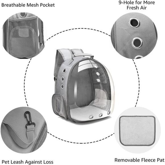 Bubble Carrying Bag for Small Medium dogs Cats,Space Capsule Pet Hiking backpack - Picture 3 of 7